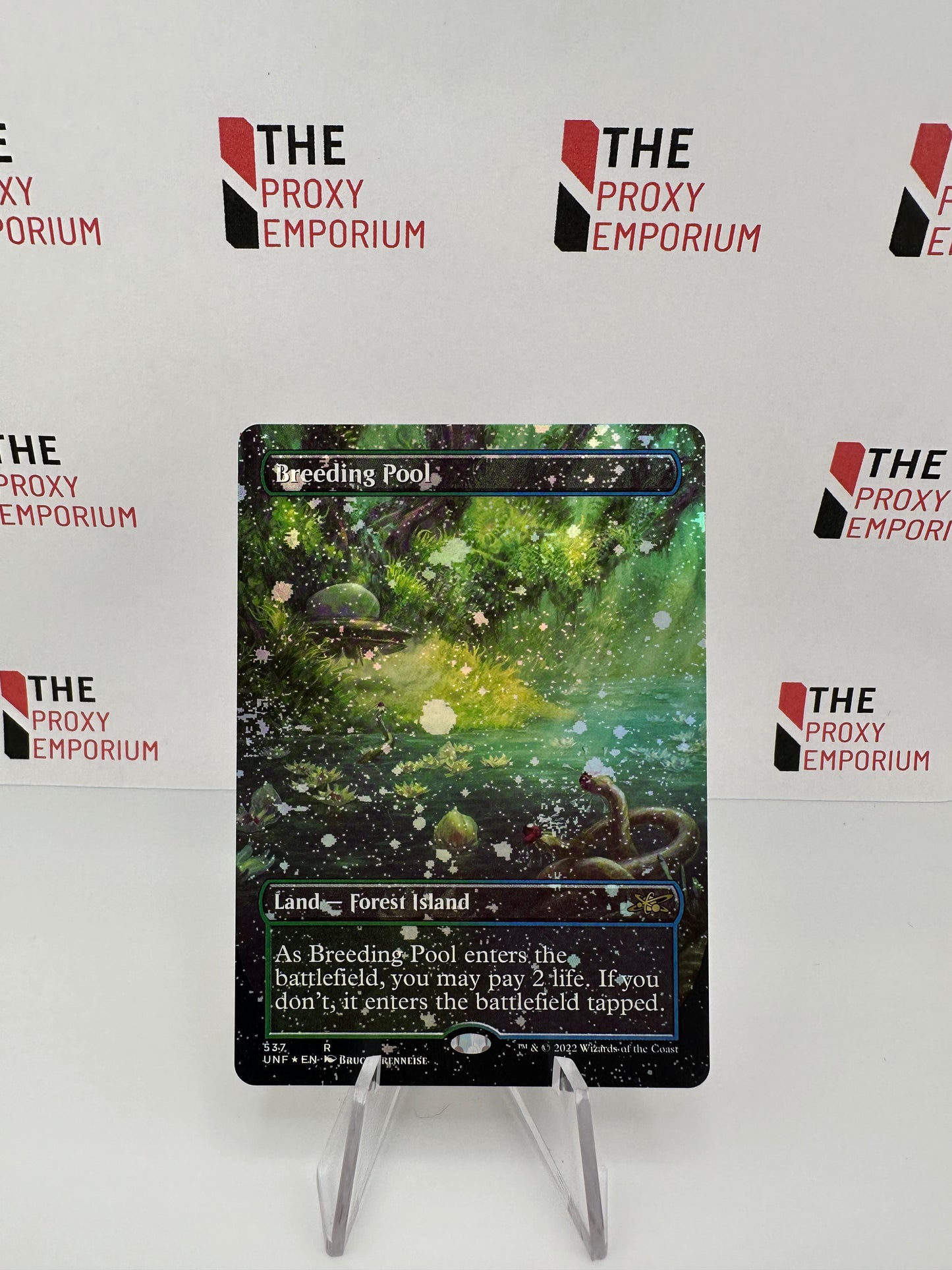 Breeding Pool (GALAXY FOIL, Borderless) - Unfinity - Magic The Gathering Card