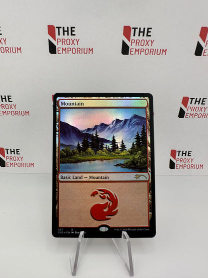 Mountain (FOIL, Bob Ross) - Secret Lair Drop - Magic The Gathering Card