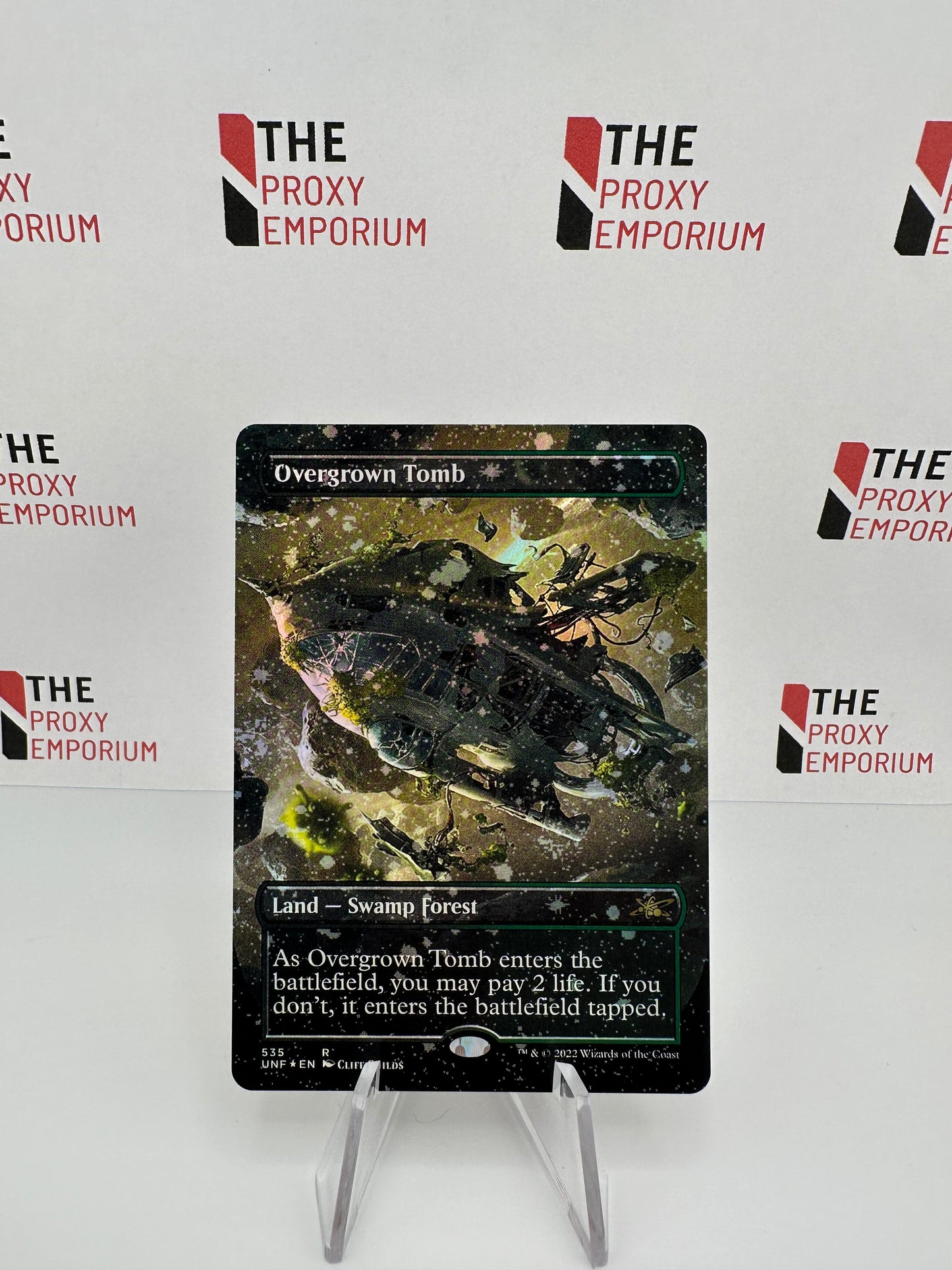 Overgrown Tomb (GALAXY FOIL, Borderless) - Unfinity - Magic The Gathering Card