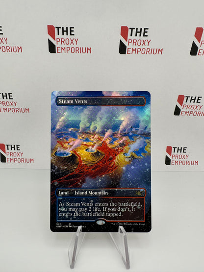 Steam Vents (GALAXY FOIL, Borderless) - Unfinity - Magic The Gathering Card