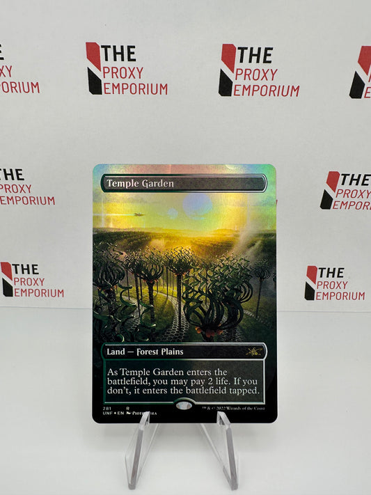 Temple Garden (FOIL, Borderless) - Unfinity - Magic The Gathering Card